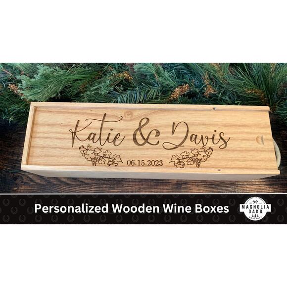 Personalized Wooden Wine Box - Picture 1 of 8